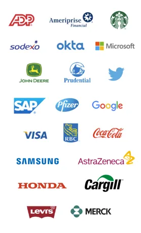 Logotipos de empresas participantes do programa Benevity